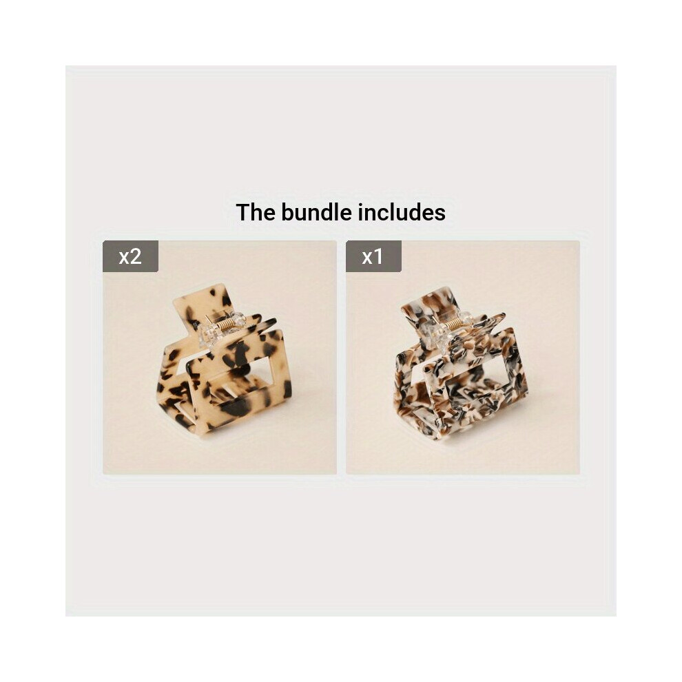 Pince à cheveux élégante à imprimé léopard pour femme, 1 pièce à imprimé léopard clair * 2 + 1 pièce à mélange