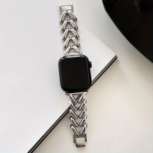 Älykello Sopii Apple Watch1-8 paksuun V-muotoiseen farkkuhihnaan, hopea
