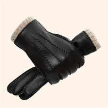 Handgemaakte wollen leren winterhandschoenen met touchscreen., XL