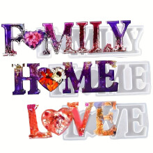 3 pezzi di stampo in resina di silicone con scritta "Love Family Word"