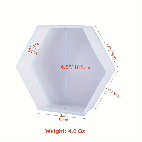 Fundição Hexagonal Grande para Epóxi: Forma de Silicone., Média - 25,4 cm