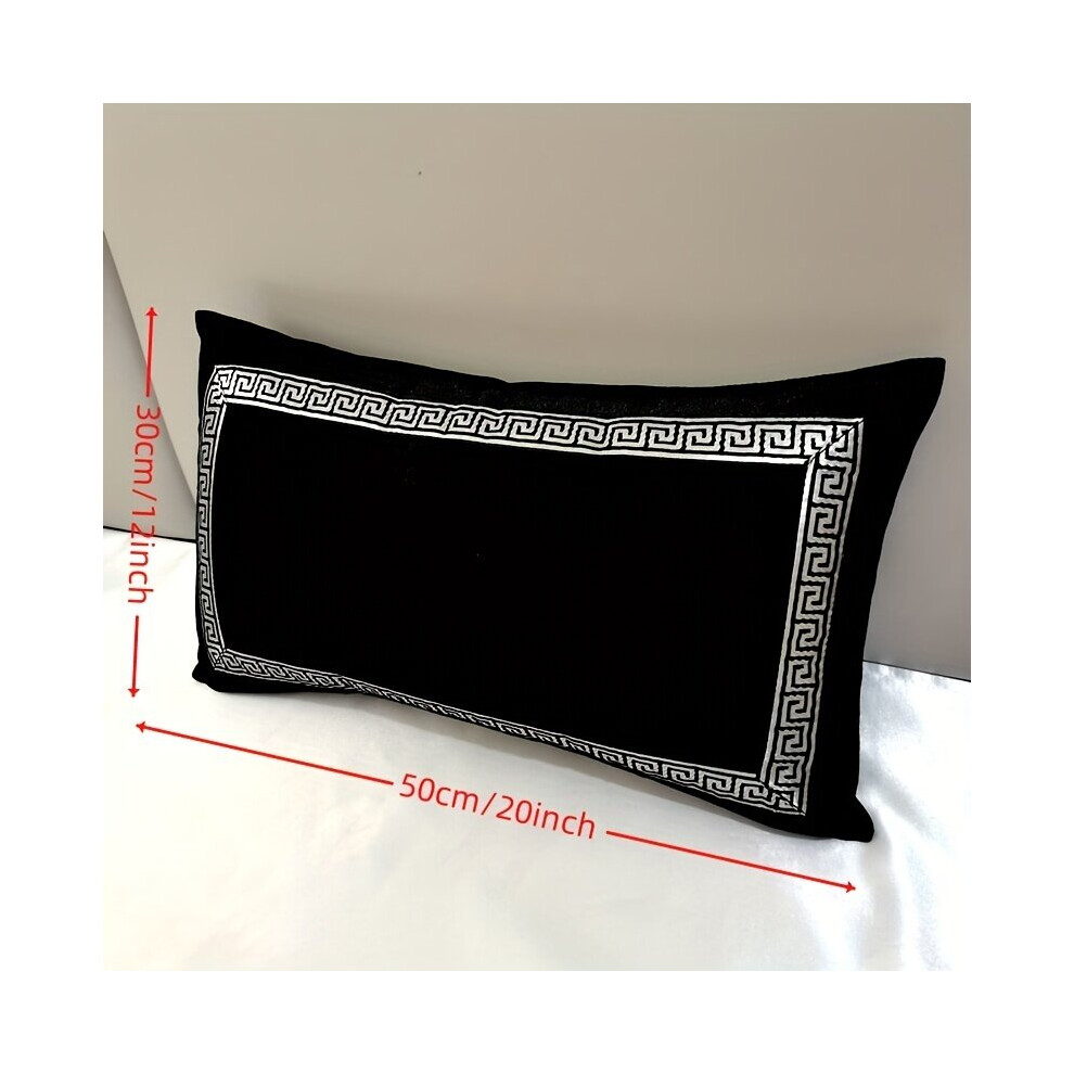 Housse de coussin de luxe en velours et polyester brodé, 1 pièce, noire