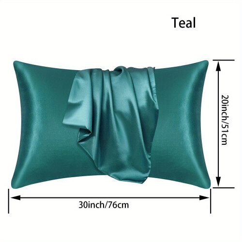 2 capas de almofada de cetim em cores sólidas, azul e verde