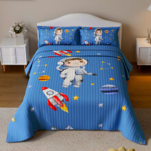 3-osainen nuori astronautti vuodevaatteet tyynyillä., 172,72 * 228,6 cm / 50,8 * 71,12 cm