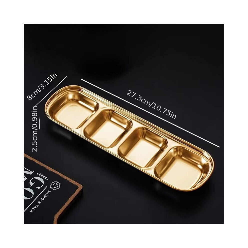 Ensemble de plateaux à collation en acier inoxydable poli, quatre grilles dorées