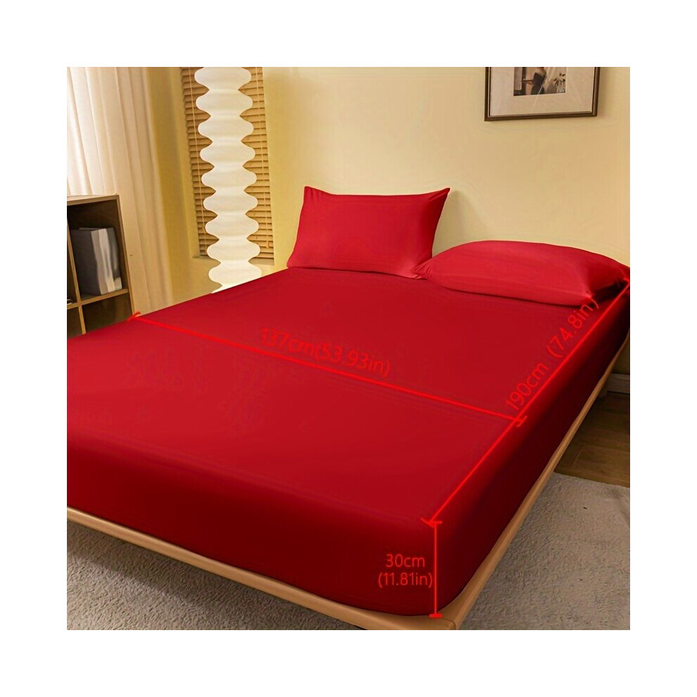 1 drap-housse rouge doux sans housse, drap-housse simple épaisseur JC - rouge