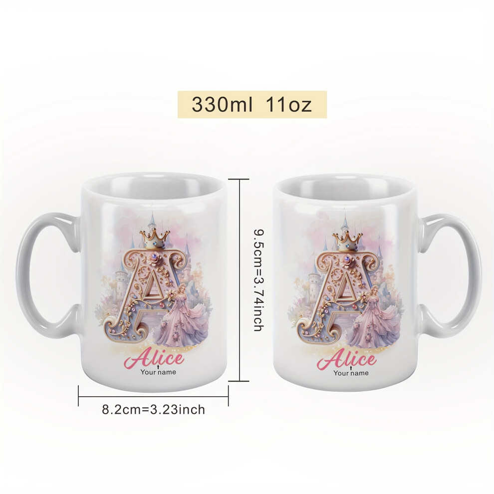 Tasse en céramique personnalisée avec nom (11 oz/330 ml), J + nom