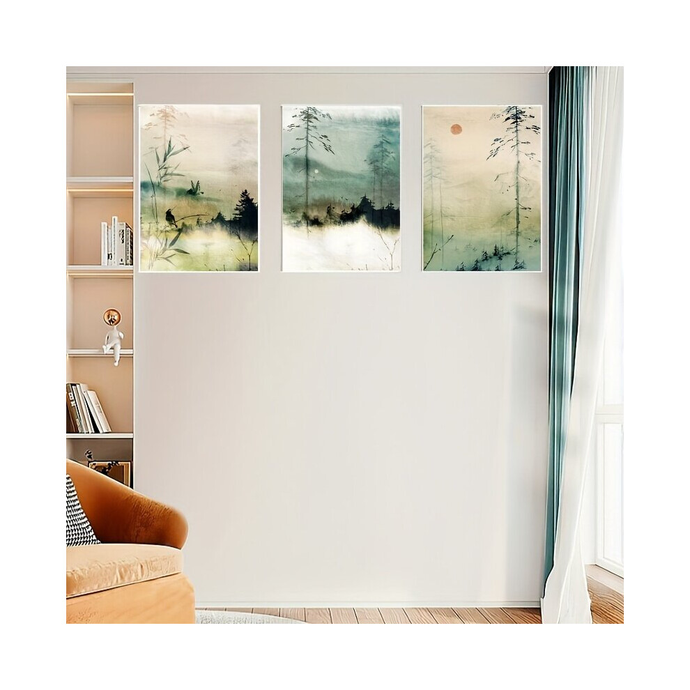 Lot de 3 impressions sur toile aquarelle nature sans cadre, 20 x 28 x 3 cm / 50 x 70 cm