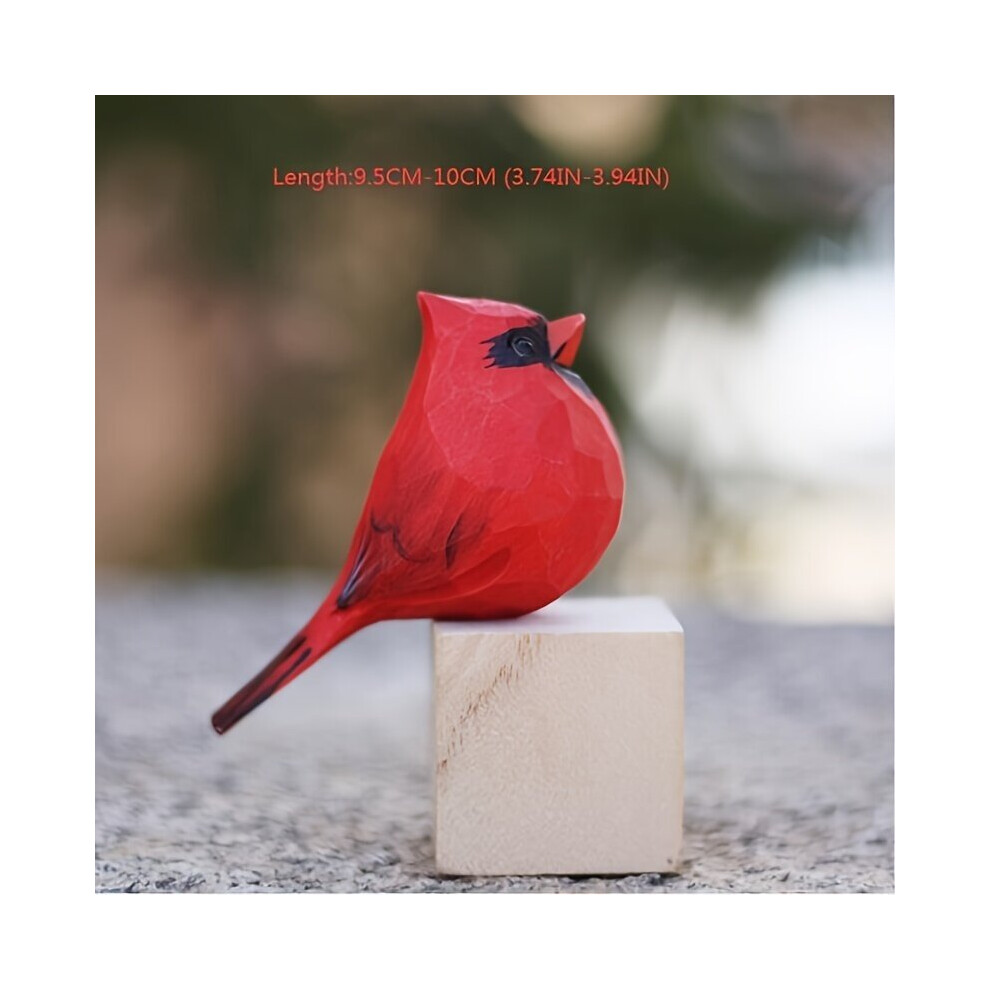 Figurine d'oiseau en bois faite à la main de style scandinave. Oiseau cardinal rouge mâle