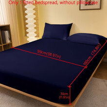 1 ud. Sábana bajera ajustable de una sola capa JC, color marrón liso, sin funda de almohada - Azul tibetano