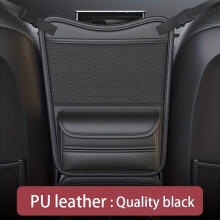 Bolsa de assento de couro Nappa para carro, bolsa de bolso, couro Nappa - preto