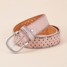 Ceinture en cuir à encoche ronde avec boucle., Rose