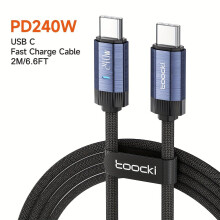 Toocki 240W USB-C auf USB-C Fast Nylon Kabel, Blau 2M/6.6FT