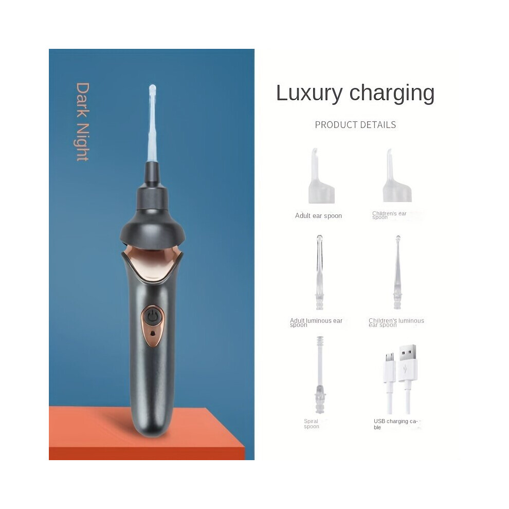 Nettoyeur d'oreilles électrique avec lumière et chargement USB., Noir