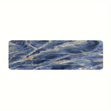 1 Stück Blauer Marmor-Teppich – waschbar, rutschfest, 1 cm dick, 50 cm x 80 cm