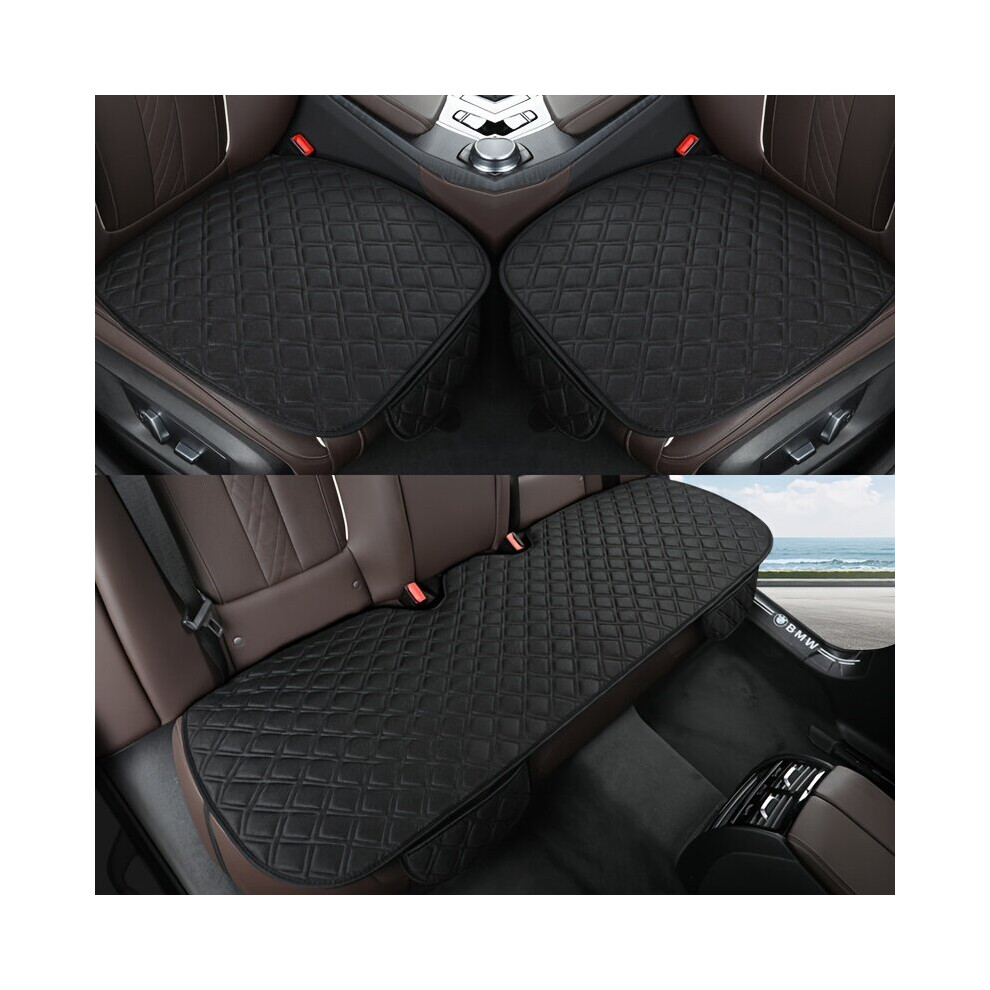 Lot de 3 housses de siège auto tendance en lin à carreaux, noir