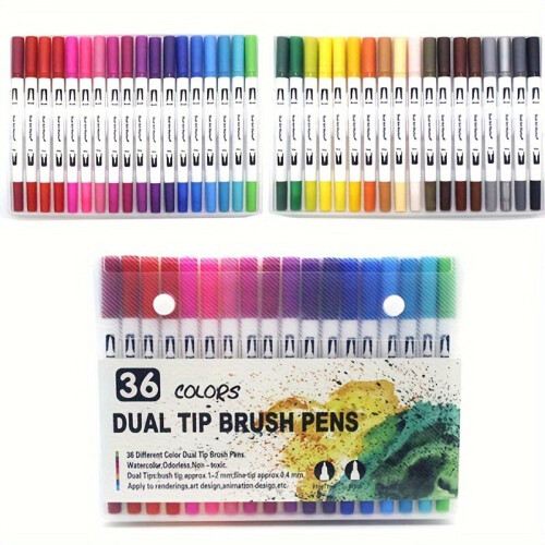Doppelseitige Aquarellmarker – 12–60-Farben-Set, 36 Farben