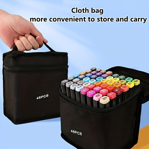 Ein Set mit Malstiften in 48 Farben und einer Tasche.