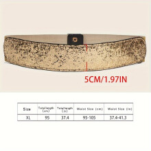 Ceinture élastique brillante avec quartz pour femme, dorée