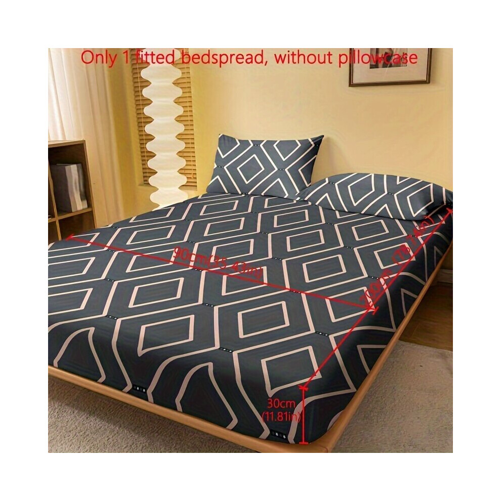 Parure de lit en polyester 1 pièce, motif géométrique, drap personnalisé DF - Souvenirs du temps