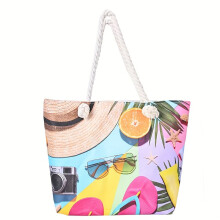 Bolsa de praia de verão em tecido com alças., A004