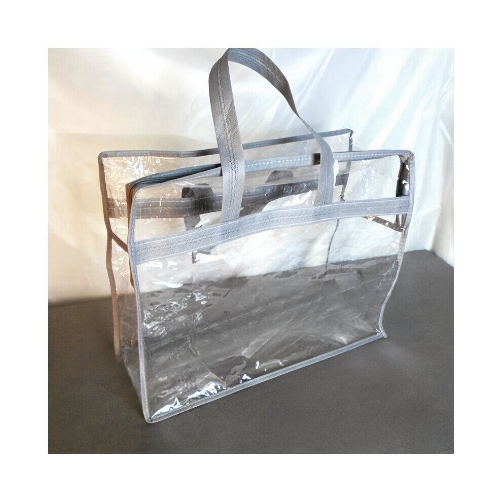 Sac de rangement transparent pour vêtements avec fermeture éclair., Gris 23,6 x 16,1 x 9,1