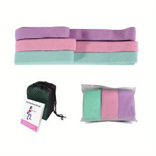 1/3 Stk. Yoga-Gummiband, Rücken-Schulter-Training., Pink + Grün + Lila (Netztasche + Gebrauchsanweisung) 200 x