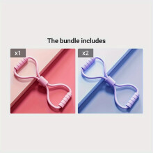 1 Stk. Fitness-Widerstandsband, elastisches Yoga-Band, Pink + Lila*2