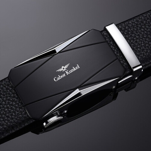 Herren Echtleder Automatik Business Gürtel, Silber