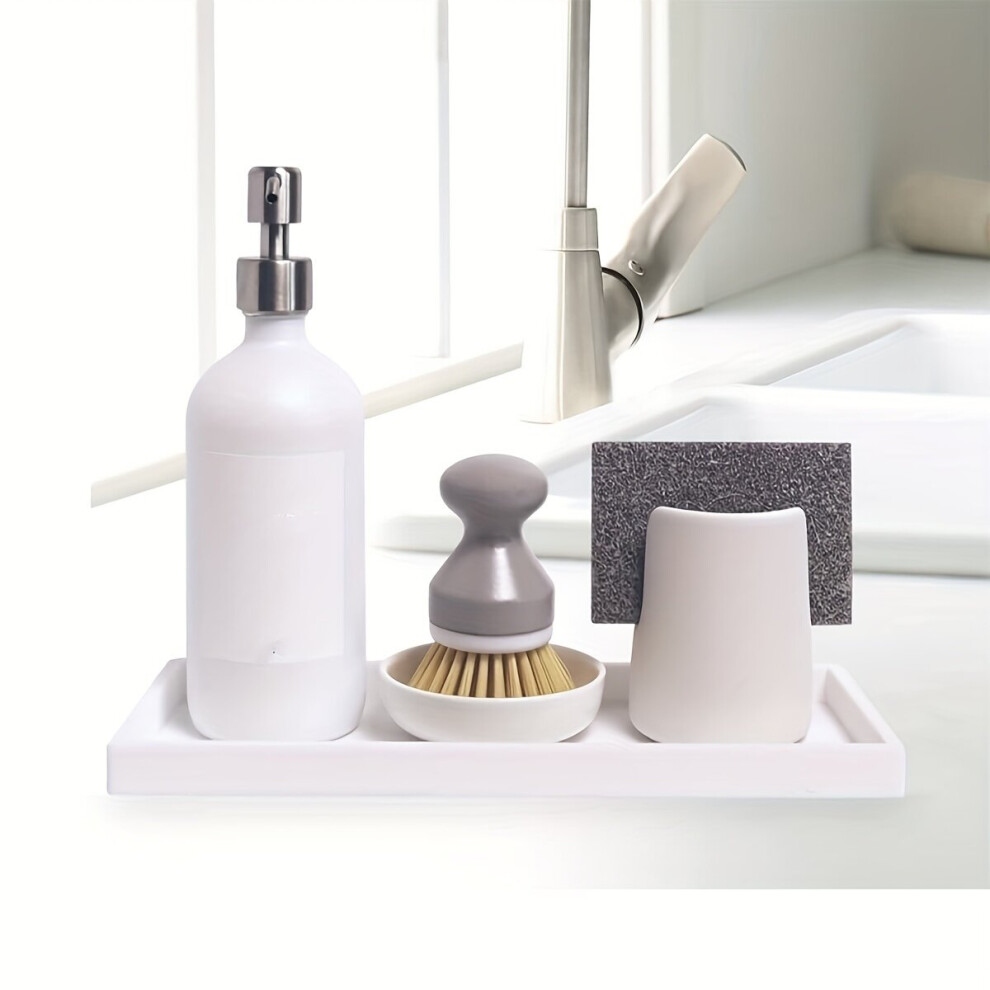 Trousse à maquillage rectangulaire en silicone, blanche, pour maquillage et accessoires