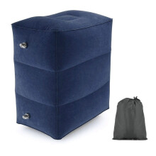 Melhore o conforto em viagens: Apoio para os pés inflável - Altura ajustável, Azul (1 bolsa)