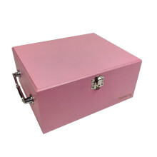 Scatola di legno con lucchetto e vassoio, rosa