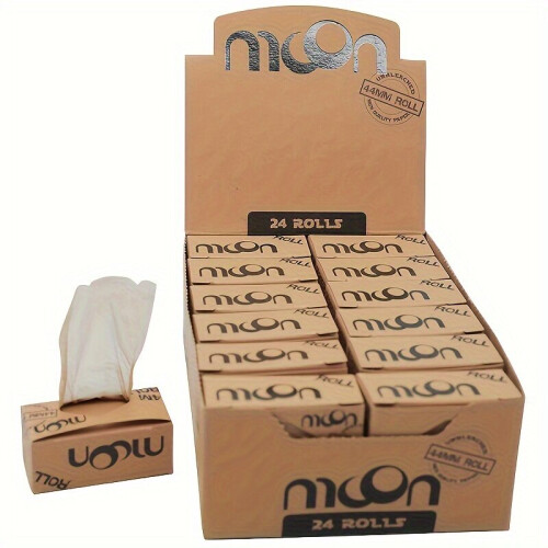 24 rollos, papel natural, corte libre.