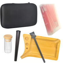 Custodia portatile in bambù con accessori, 10 coni, rosa