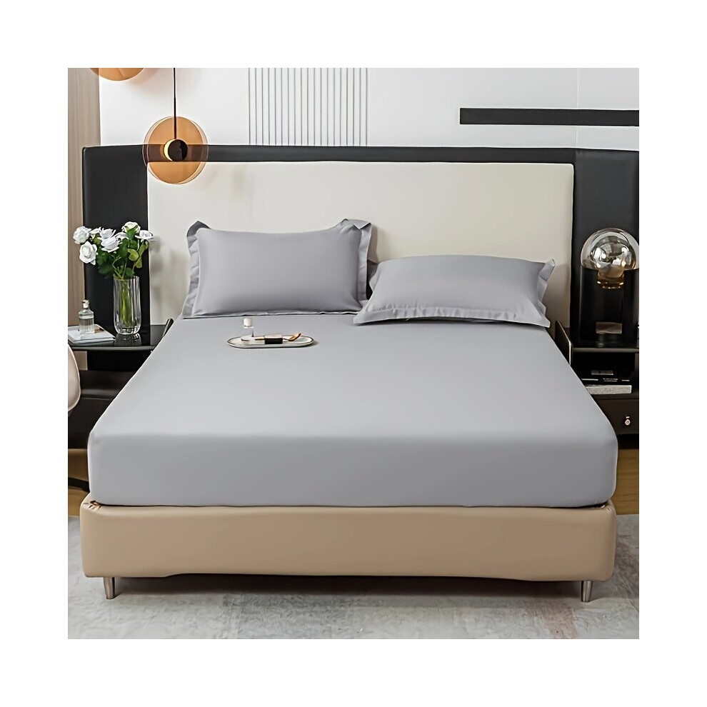 Ensemble de draps 3 pièces de couleur unie sans âme, gris élégant