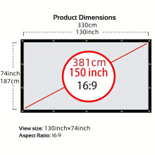152.4-381.0 cm 16:9 HD Foldable Portable Projector Screen, 381.0 cm