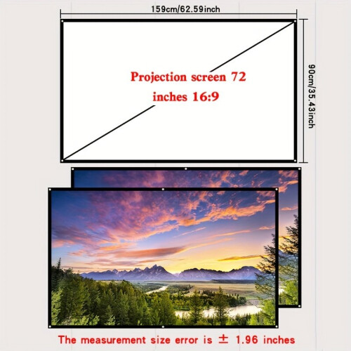 Écran de projection mural antireflet 4K HD, 182,88 cm, format 16:9