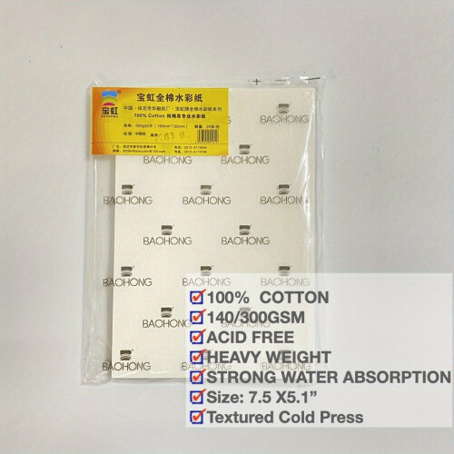 100% cotton professional watercolor pad 20 sheets., Textured cold press