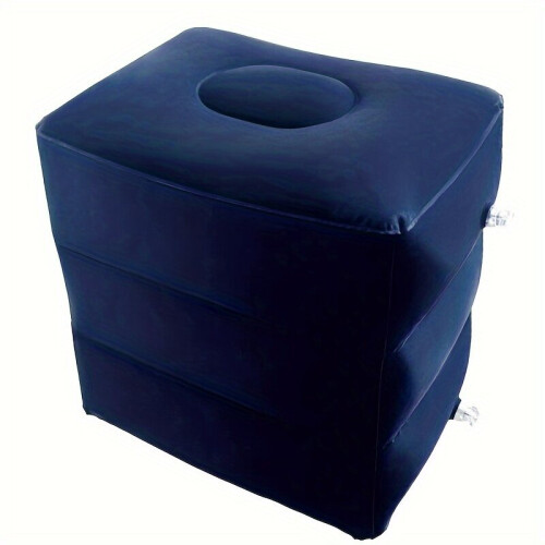 1 pc. fluffy PVC inflatable footrest., Dark blue