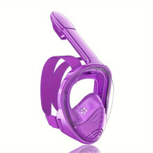 Máscara de mergulho facial completa com tubo, roxa