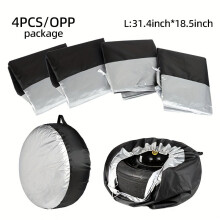 1/4 capas para pneu de carro, tecido Oxford 210D à prova d'água, proteção solar para estepe, preta e