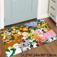 Kristall-Velours-Teppich mit Tier, Löwe, Tiger, Elefant, Affe, Land, 80 x 120 cm