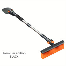 Escova extensível para neve e raspador de gelo para carro, preta