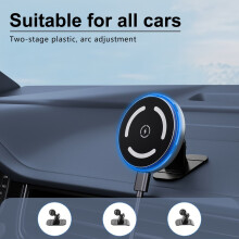 Carregador magnético sem fio para carro com iluminação