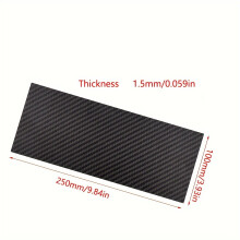 Folha de fibra de carbono 3K de alta qualidade 250x100 mm, 250x100x1,5 mm