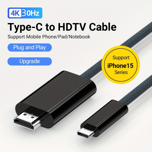 USB-C-auf-HD-4K@60Hz-Kabel, 182 cm, Schwarz