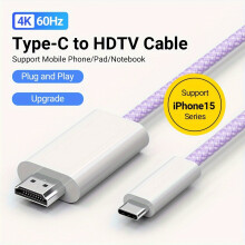 USB-C-auf-HD-4K@60Hz-Kabel, 182 cm, Lila