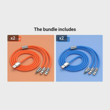 Buntes 3-in-1-USB-C-Ladekabel (15 W), 2 x Orange + 2 x Blau