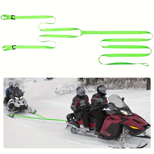 Cinta de reboque para snowmobile com ganchos., Verde