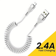 MFi-zertifiziertes Feder-USB-Kabel für iPhone und iPad, Weiß-AL